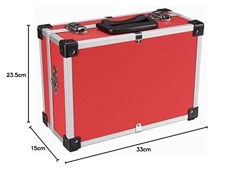 PEREL - 1821-R Aluminium Werkzeugkoffer, 330 mm x 230 mm x 150 mm Abmessungen, Rot 138960