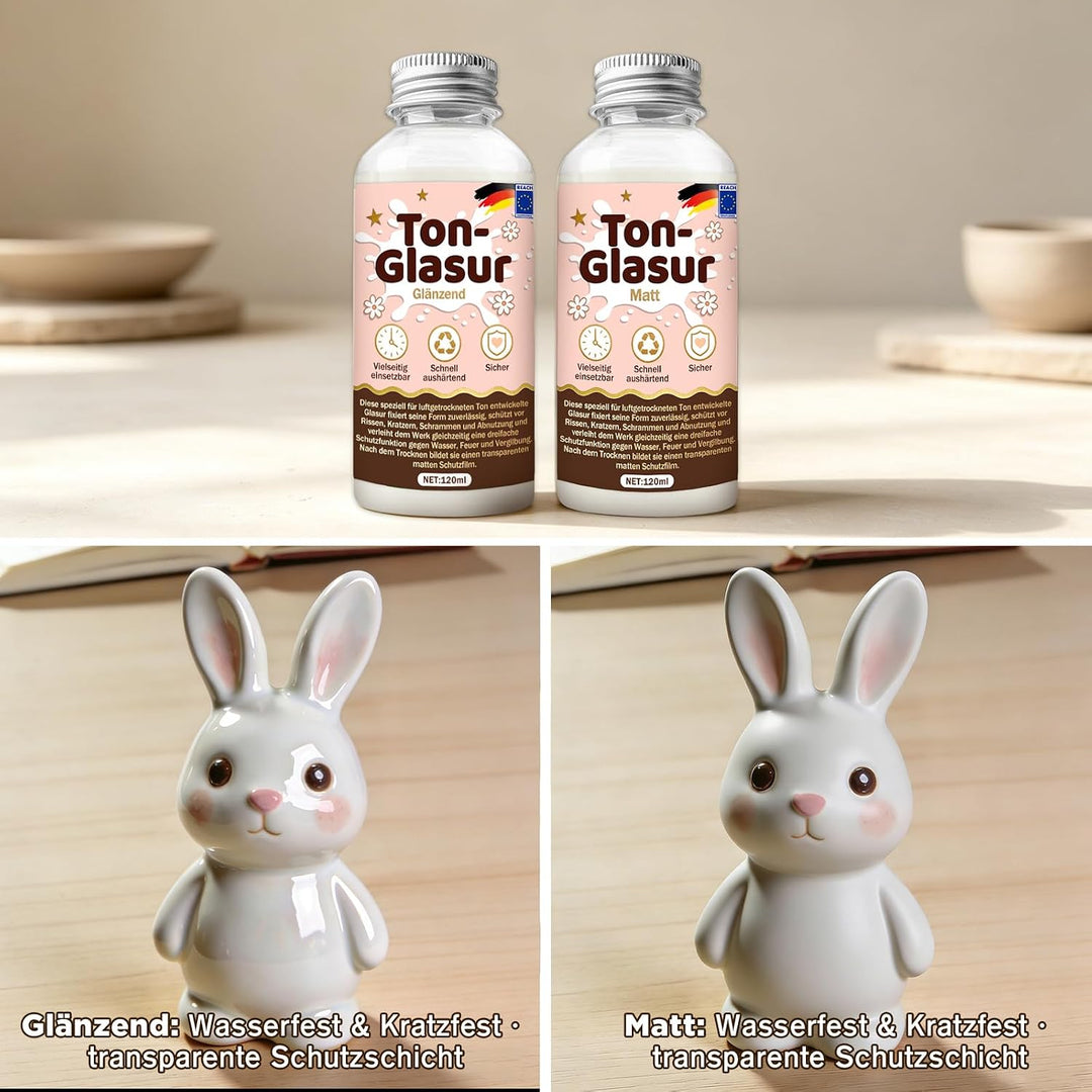 120 ml Lufttrocknend Ton Glasur Air Dry Clay Glaze, 27pcs Modellierwerkzeug, schützt Keramik vor Ver