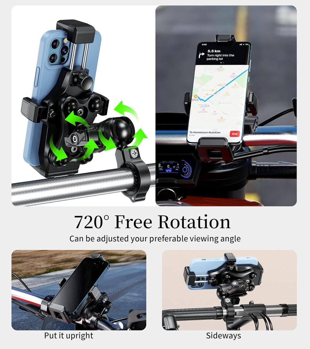 Kewig Motorrad Handyhalterung mit Vibrationsdämpfer und Hochgeschwindigkeits Sicherheitsschloss, neu