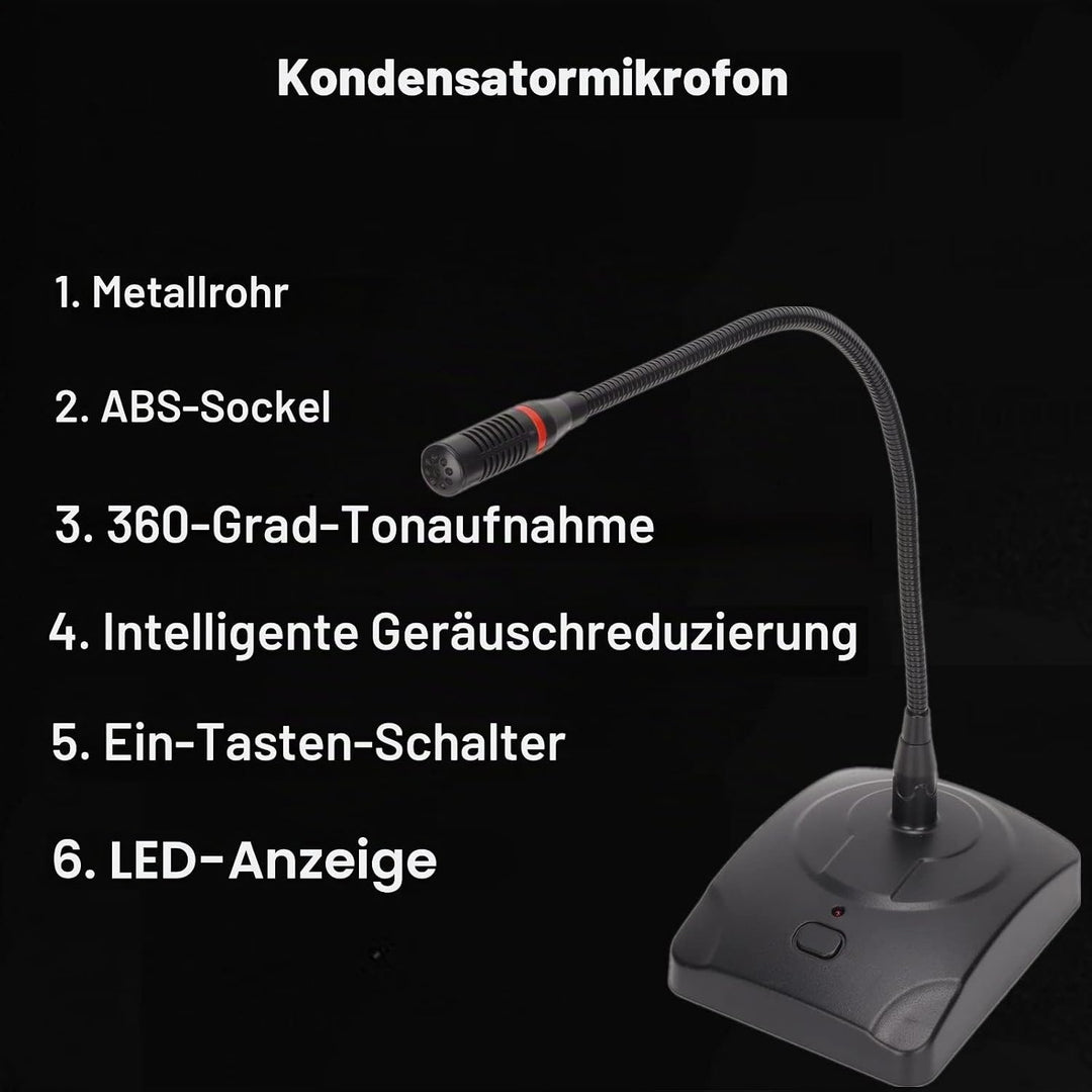 Annadue Desktop Microphone,Kabelgebundenes Tischmikrofon,Omnidirektionales Kondensator Mikrofon, 360