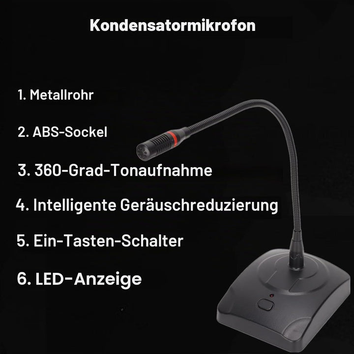 Annadue Desktop Microphone,Kabelgebundenes Tischmikrofon,Omnidirektionales Kondensator Mikrofon, 360