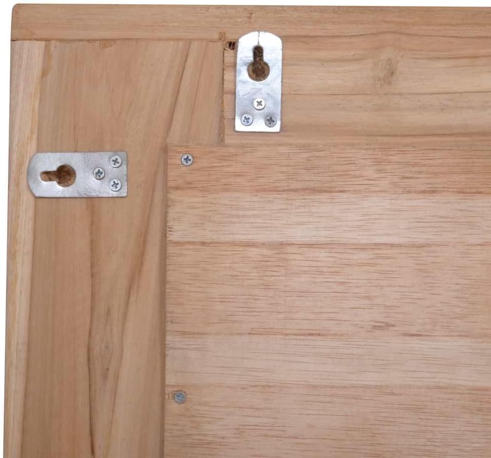 vidaXL Teak Dekorativer Spiegel Handgefertigt mit 4 Aufhängehaken Holzspiegel Wandspiegel Flurspiege