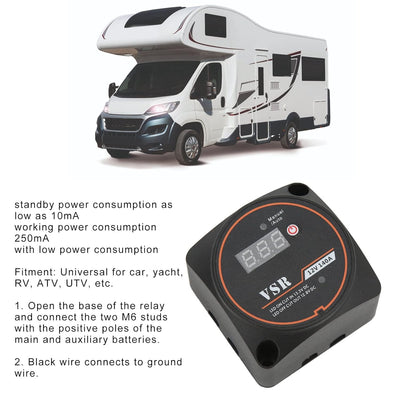 Dual Battery Isolator, KIMISS 12V 140A Spannungsempfindliches Relais VSR mit Display für ATV UTV RV