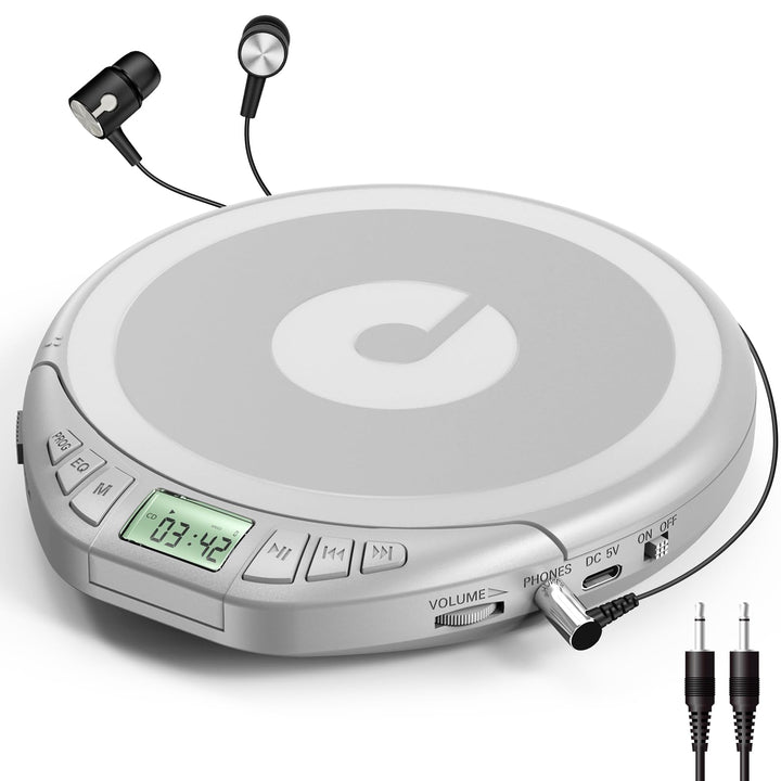 Gueray CD Spieler Tragbarer CD-Player Persönliche CD Players mit Kopfhörer LCD Display Anti-Skip Sch