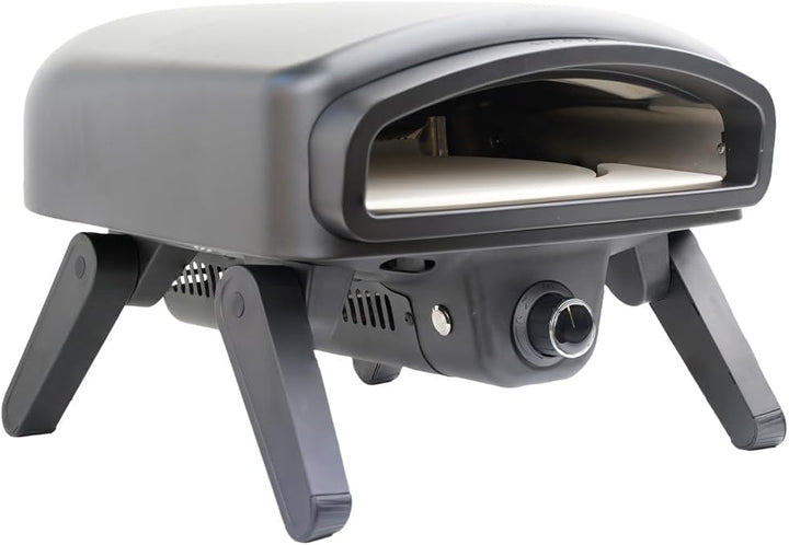 SANTOS Pizzaofen O-140 Black mit Motor – Gas-Pizzaofen 4,7 kW – Drehteller & 360° Bräunung – Cordier