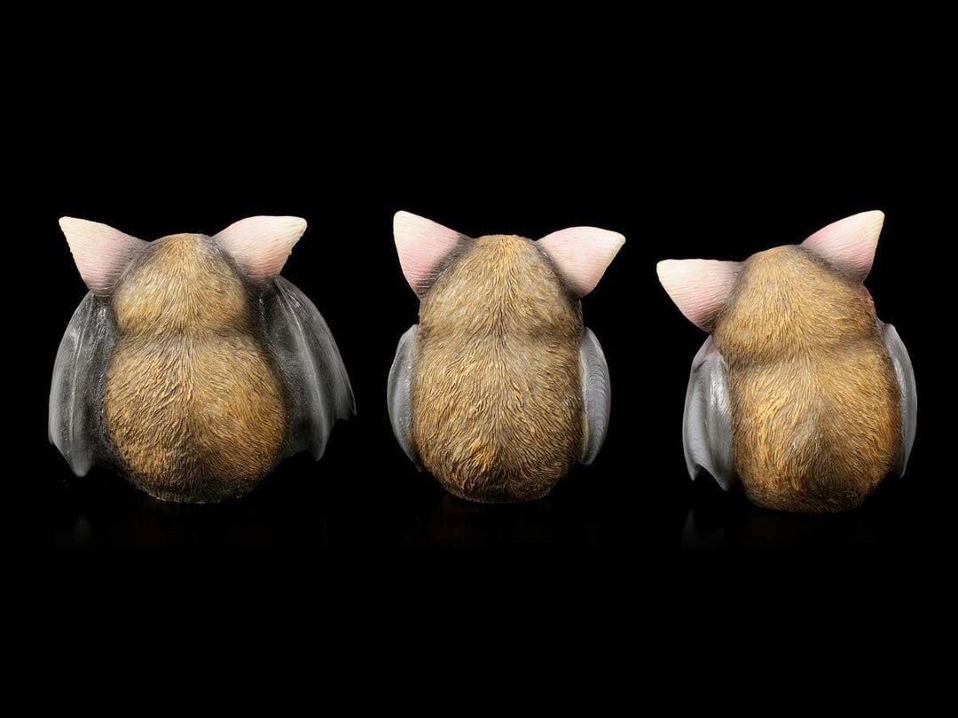 DREI weise Fledermaus Figuren - Nichts sehen, Nichts hören, Nichts sehen, 3er Set | Witzige Tierfigu