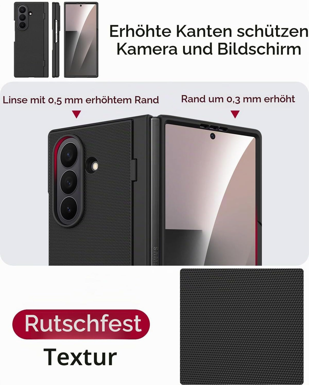 Miimall Handyhülle Kompatibel mit Samsung Galaxy Z Fold 7 Hülle mit Ständer, [HD Displayschutz] Ultr