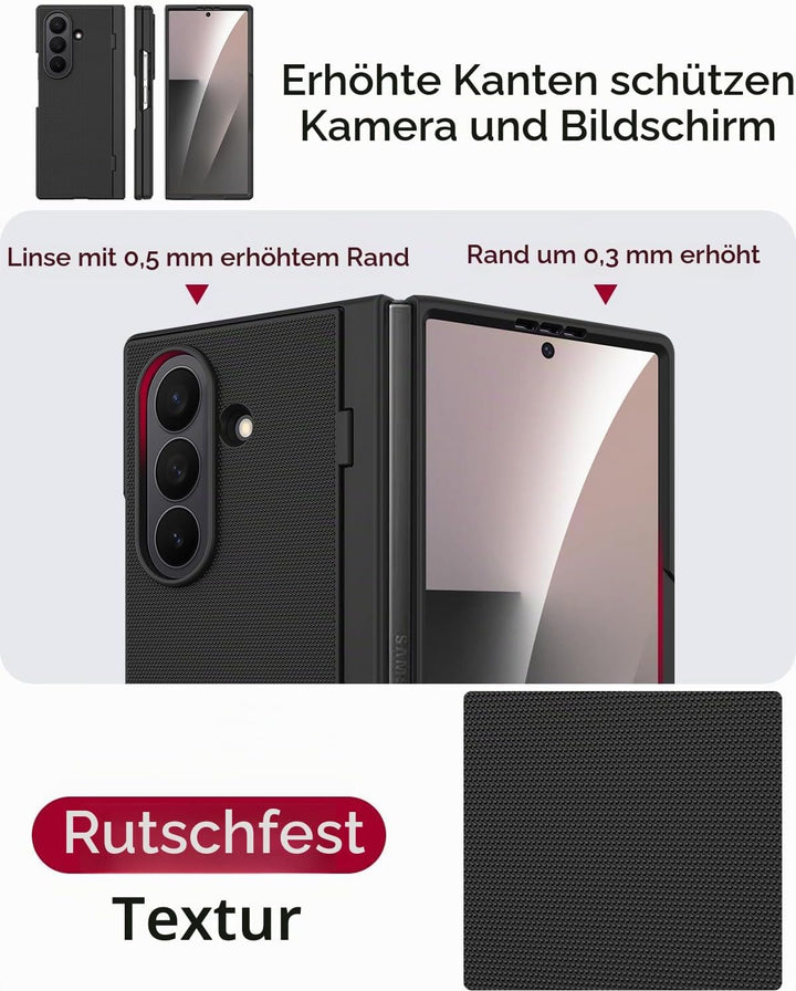Miimall Handyhülle Kompatibel mit Samsung Galaxy Z Fold 7 Hülle mit Ständer, [HD Displayschutz] Ultr