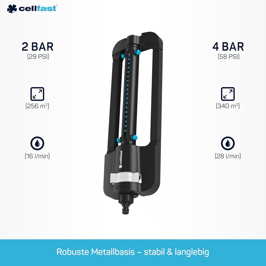 Cellfast Pendelregner Ergo, Hohe Qualität, Beregnungsbreite einstellbar, Gartenbewässerung, UV-bestä