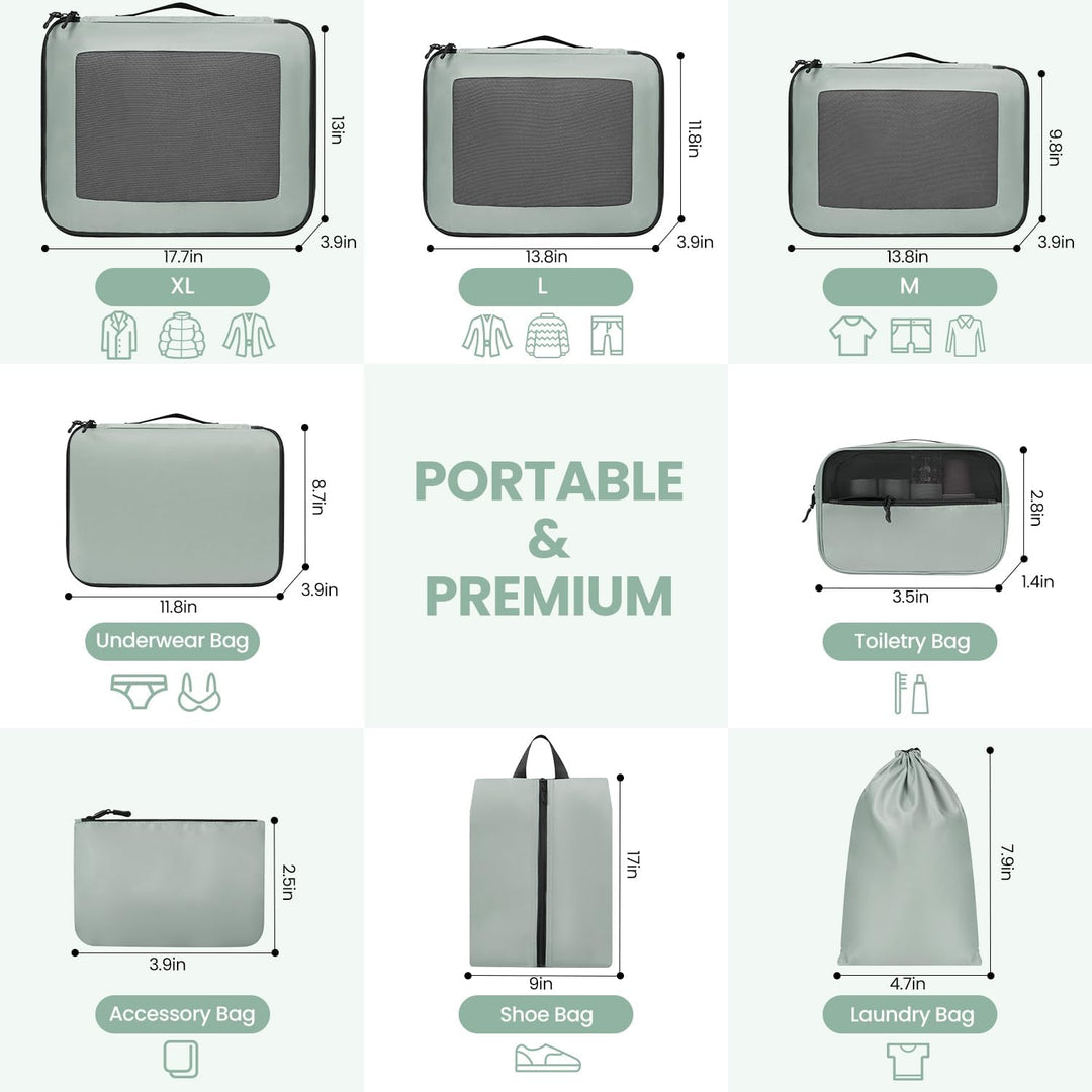 Packing Cubes for Suitcase 8 Set, Leichtgewichtige Gepäck Packing Organizer Packing Cubes für Reisez