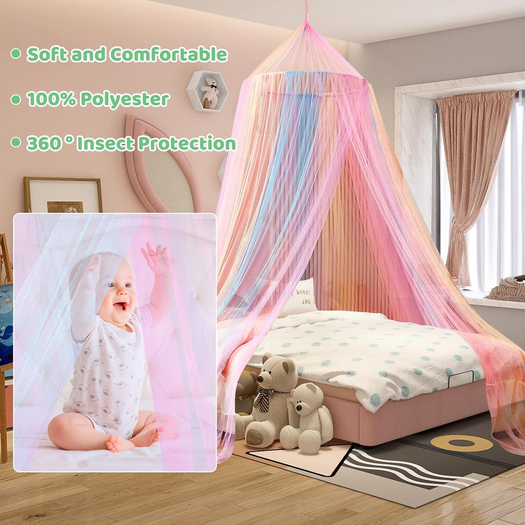 Apritsce Moskitonetz Bett, Betthimmel Mädchen, Regenbogen Baldachin für Doppelbett Einzelbett, Balda