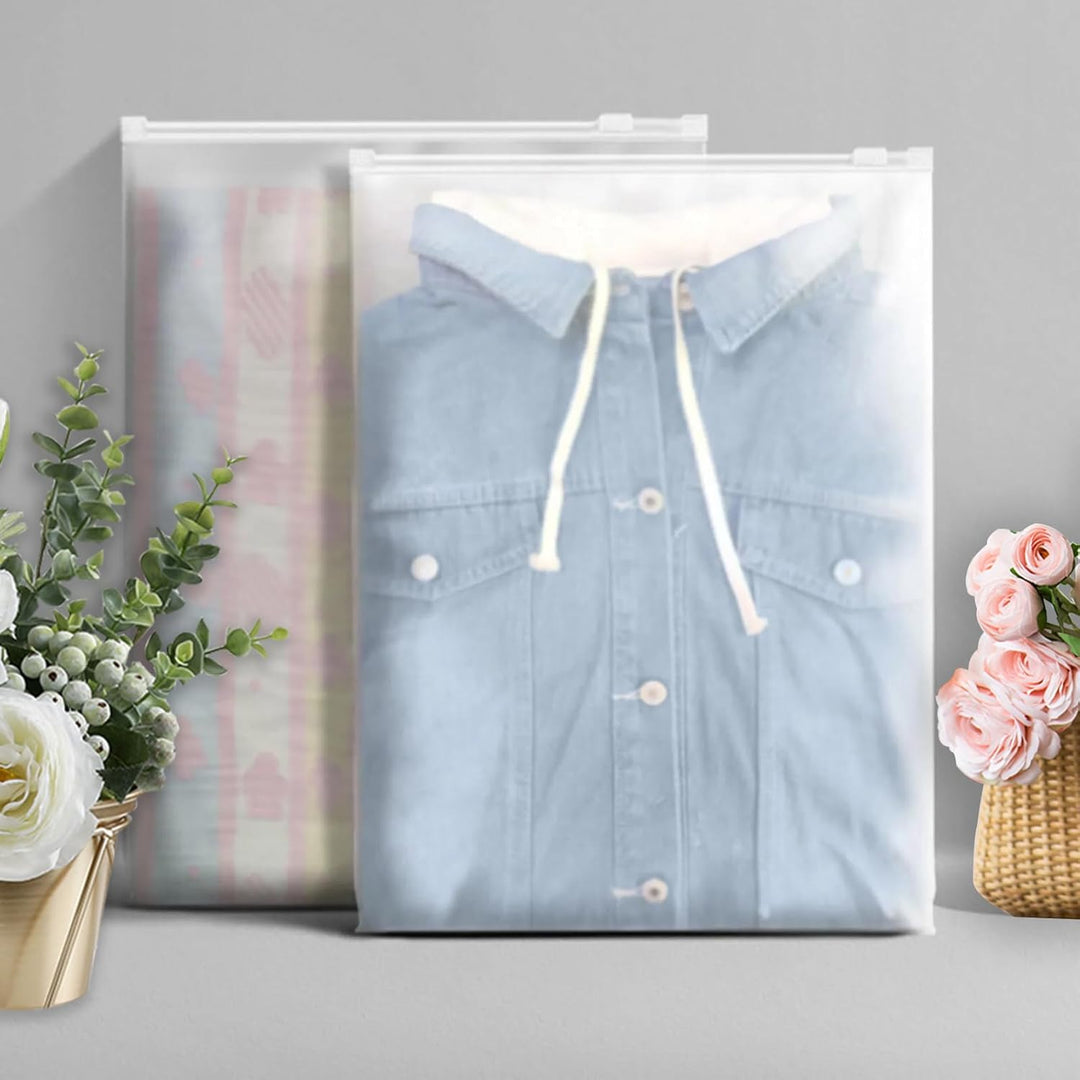 FUNSUEI 100 Stück Zip Beutel Gross 40 x 28 cm, Zipper Beutel Kleidung, Aufbewahrungsbeutel für Reise