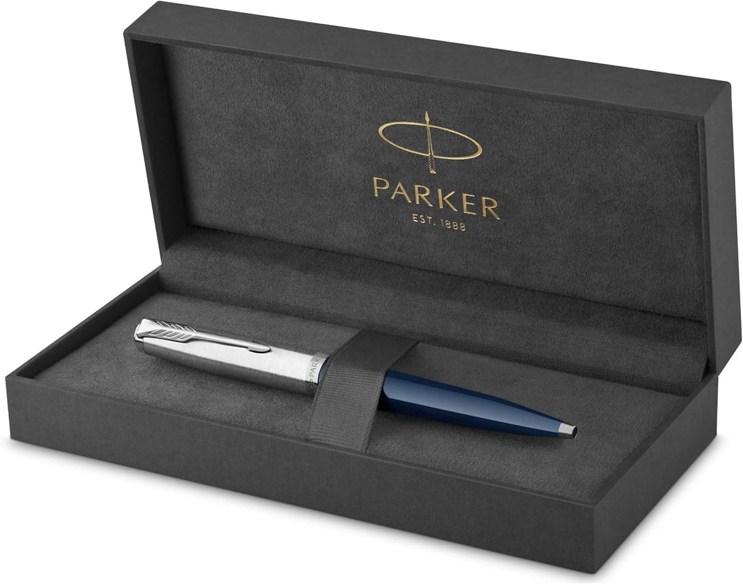 Parker 51 Kugelschreiber | Nachtblauer Schaft mit Chromfarbenen Zierteilen | Mittlere Schreibspitze