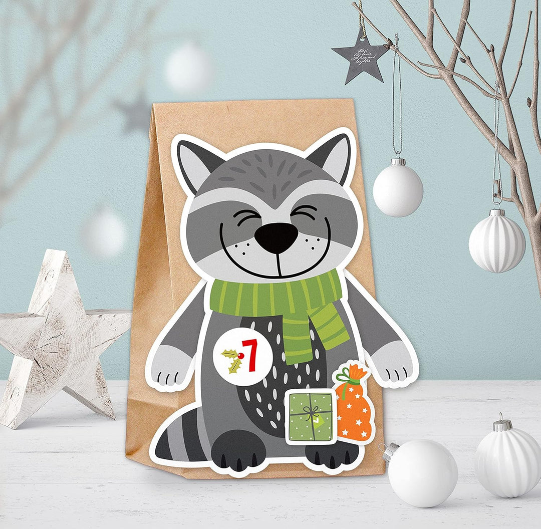 Adventskalender zum Befüllen Waldtiere - mit Stickern zum Gestalten und selber Basteln