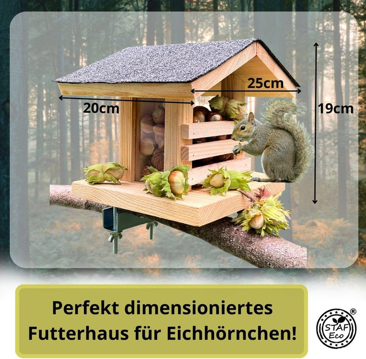 Eichhörnchen Futterhaus aus Holz für Balkon oder Baum wetterfestes Futterhaus für Eichhörnchen mit H