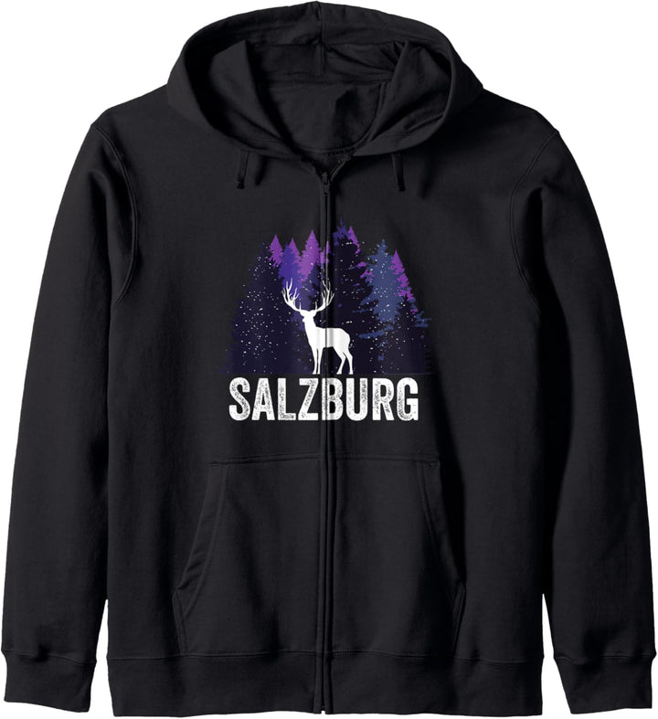 Salzburger Wander Design - Hirsch Im Wald - Salzburg Kapuzenjacke