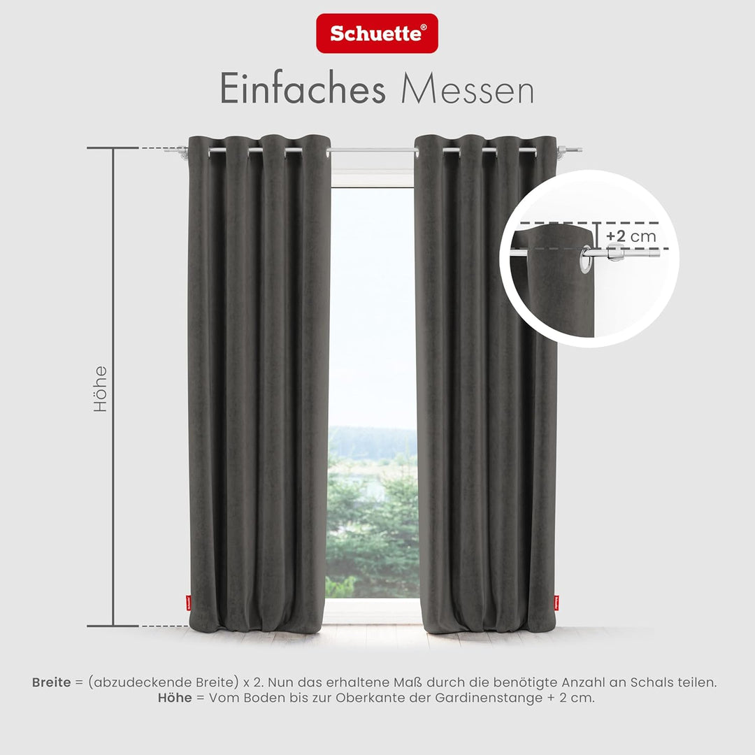 Schuette® Verdunkelungs-Vorhang Gardine mit Ösen ● Millenium Velvet: Great Wolf (Grau) ● 135x130cm B