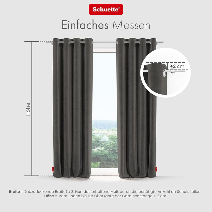Schuette® Verdunkelungs-Vorhang Gardine mit Ösen ● Millenium Velvet: Great Wolf (Grau) ● 135x130cm B