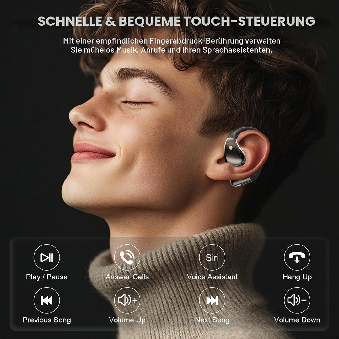 Open Ear Kopfhörer Bluetooth 6.0, 2026 Kopfhörer Kabellos Bluetooth HiFi Stereo mit HD Mic, 40H Spie
