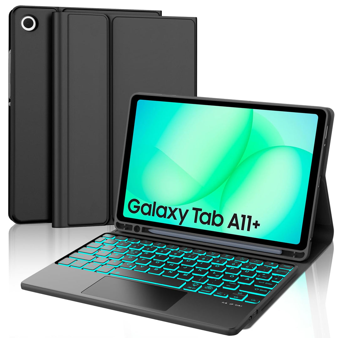 Tastatur mit Touchpad für Samsung Galaxy Tab A11 Plus/A9 Plus 11 Zoll 2025&2023, Hülle mit QWERTZ De
