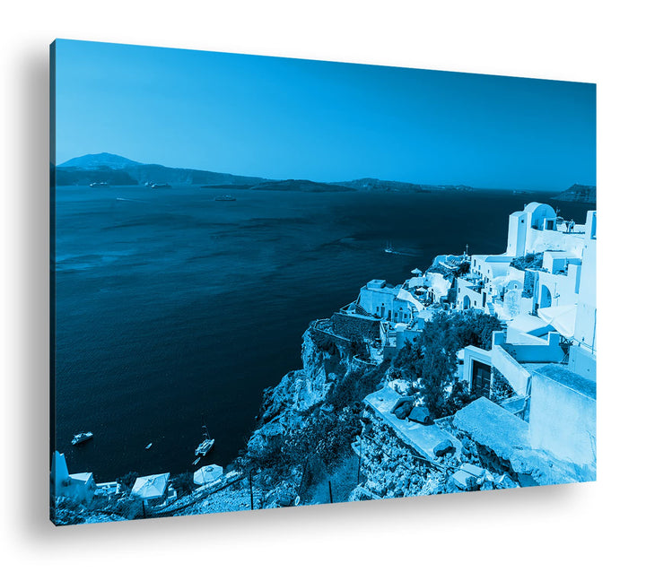 deyoli Blick auf die Griechische Küstenstadt Format 80x60 Effekt: Monocrome Blau als Leinwandbild, M