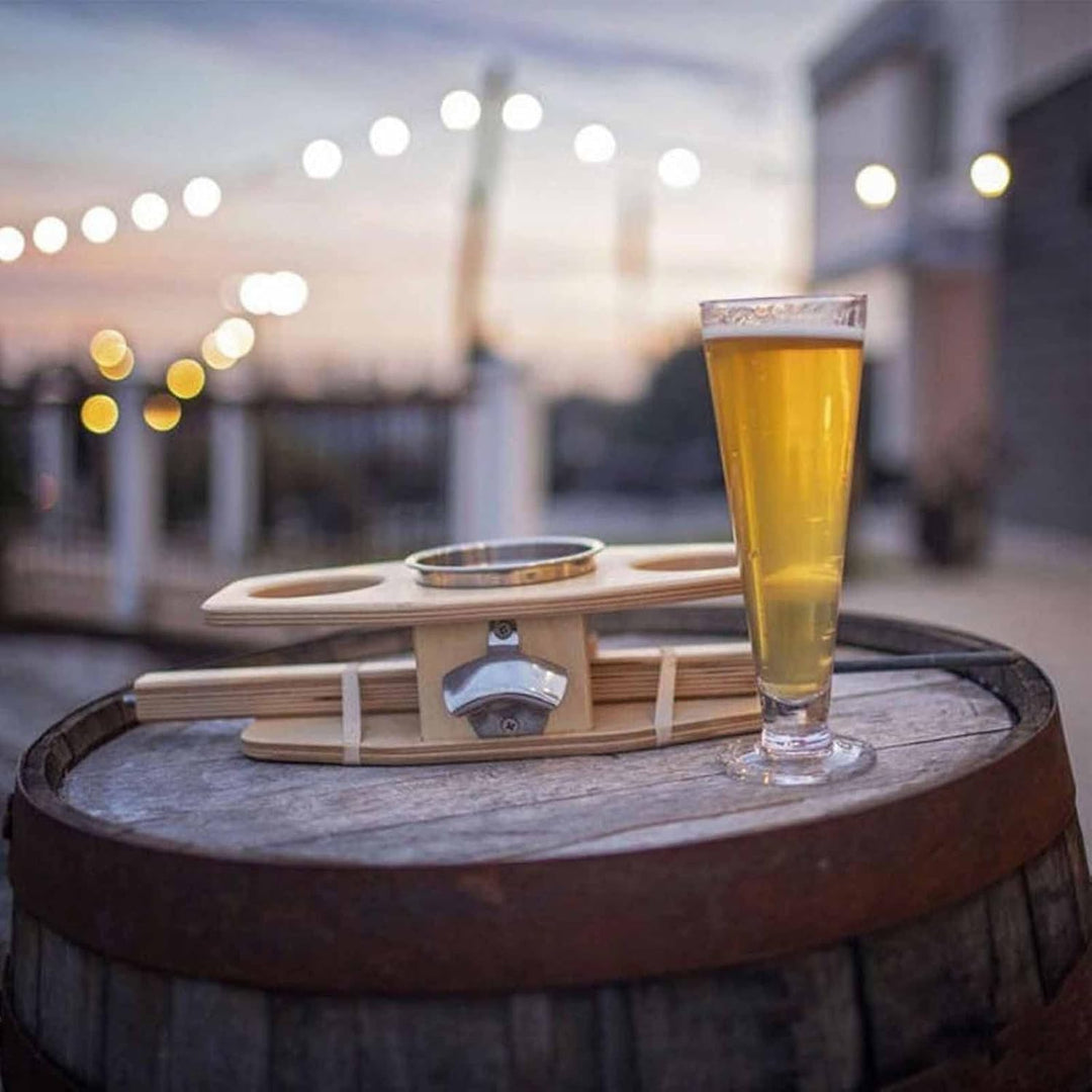 Outdoor Weintisch, tragbarer Wein Picknicktisch Weinhalter aus Holz für Camping Wandern Grillen