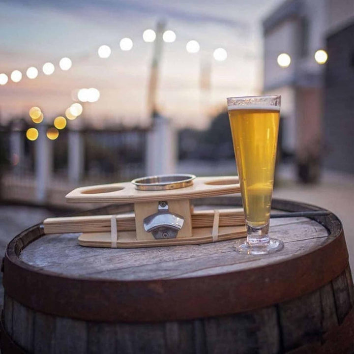 Outdoor Weintisch, tragbarer Wein Picknicktisch Weinhalter aus Holz für Camping Wandern Grillen