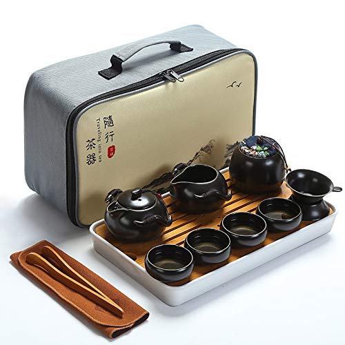 fanquare Tragbare Reise Kung Fu Teeservice, Handgemachte Kungfu Tee Set, Porzellan Teekanne, Teetass