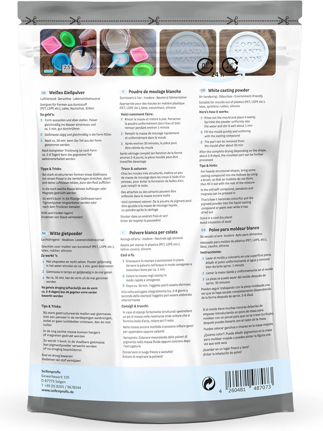 Seifenprofis Profiplast 200 Reliefgiesspulver weiss 4,5 kg, Giesspulver Giessmasse Keramikpulver, Er