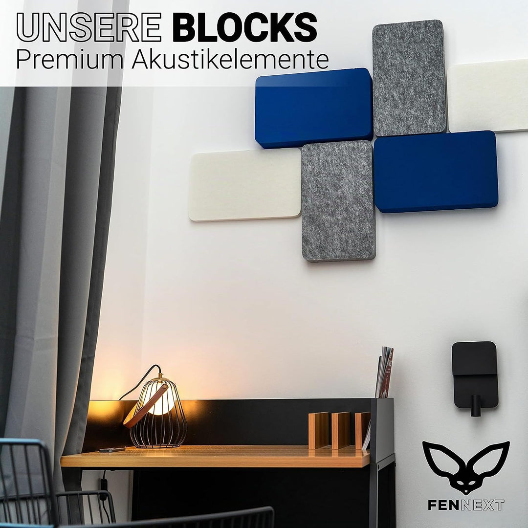 FENNEXT® Schallabsorber Wand Paneele [6 Stk.] für spürbar reduzierte Geräusche I Modernes Akustikbil