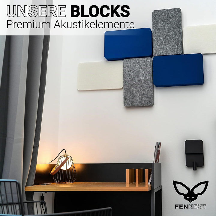 FENNEXT® Schallabsorber Wand Paneele [6 Stk.] für spürbar reduzierte Geräusche I Modernes Akustikbil