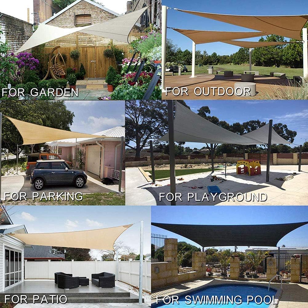 Sonnenschutz Segel 4x4x5.7M, Sonnenschutz Set, 90% Sonnenlicht verhindert, inkl Befestigungsseile fü