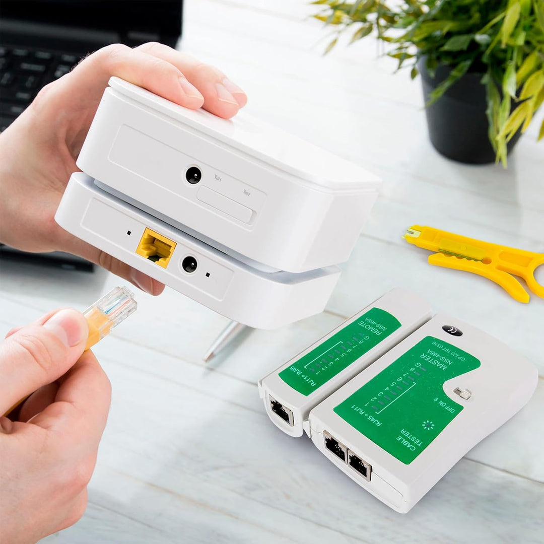 SGILE Crimpwerkzeug-Set RJ45, Werkzeug Paket für Cat5 Cat6 Cat7, Durchgangs-Abisolier und Schneidwer