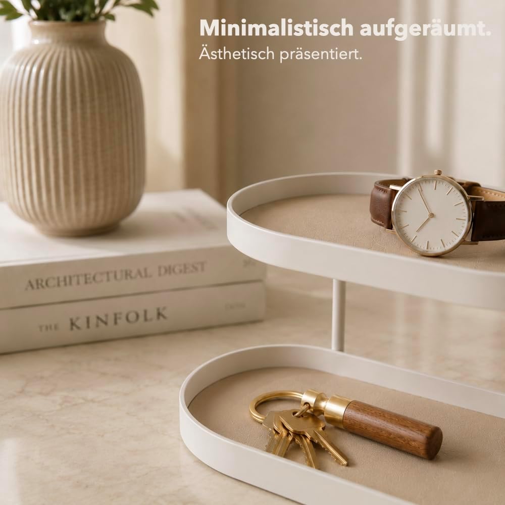 Parfüm Organizer aus Metall &amp; Kunstleder I Montagefreier Kosmetik Organizer für Schminktisch und Bad