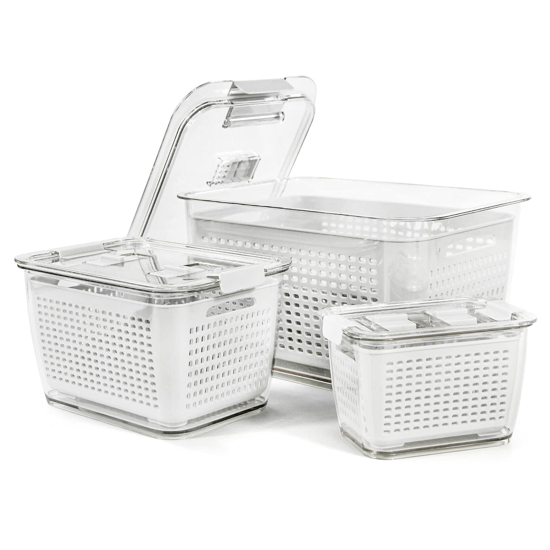 Spesh Frischhaltedosen Set Kühlschrank Organizer Wiederverwendbar Vorratsdosen 3er-Set (0,5L+1,7L+4,