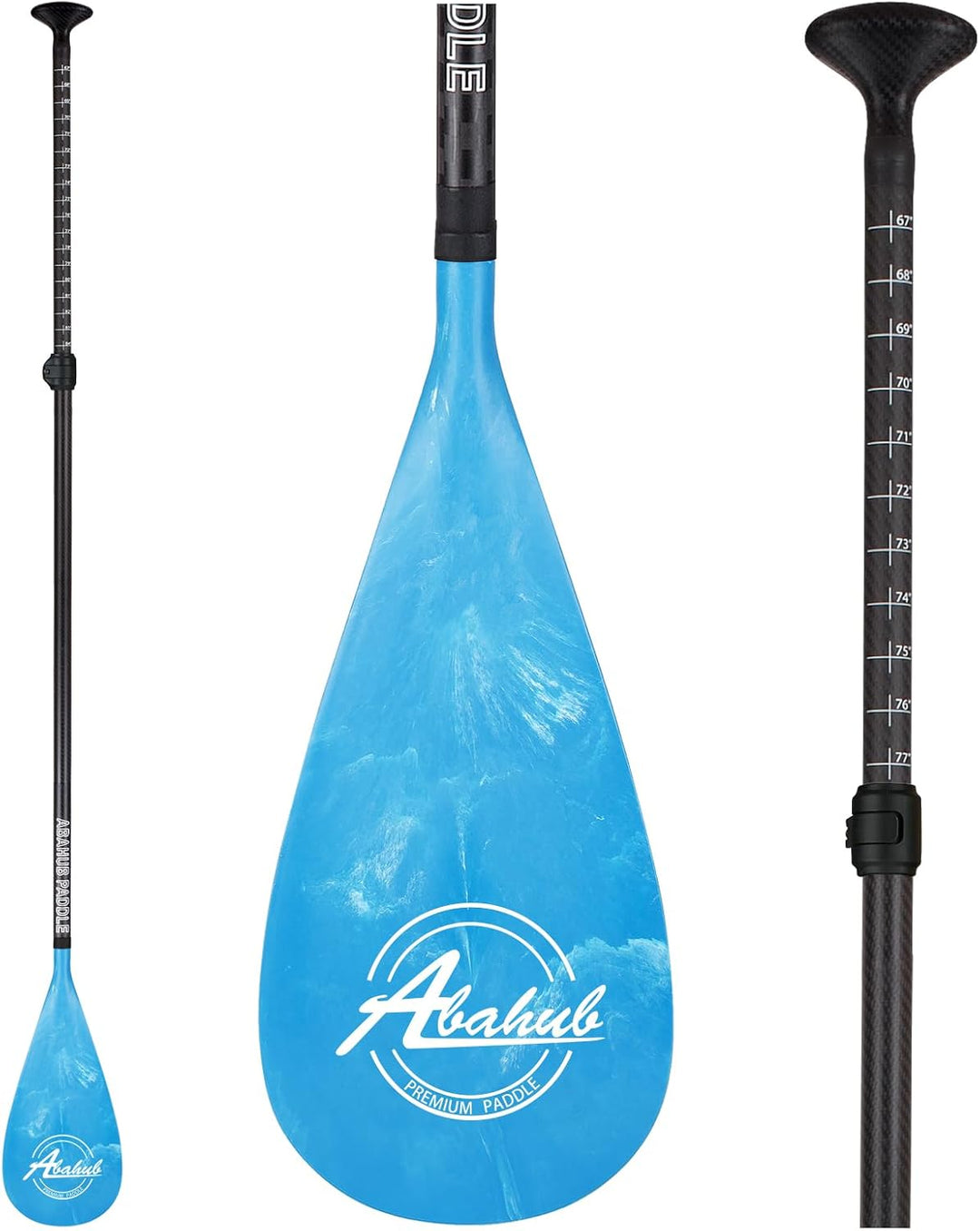 Abahub 3teilig Carbon SUP Paddel mit Paddeltasche Stand Up Teleskoppaddel 170-218cm Karbonschaft+Kun