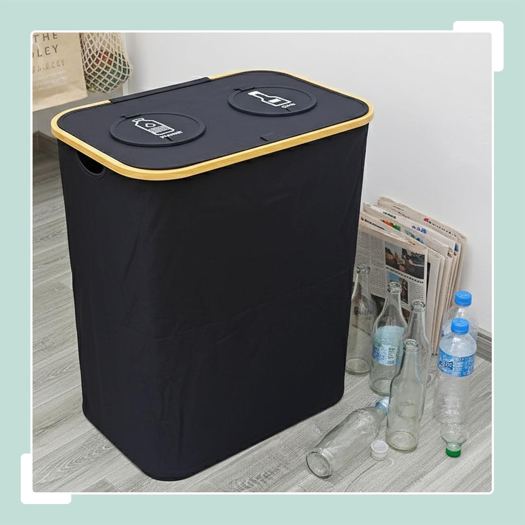 Relaxdays Pfandflaschen Sammelbehälter, 140 L, bis 60 Flaschen, 2 Innenbeutel, Flaschensammler für G