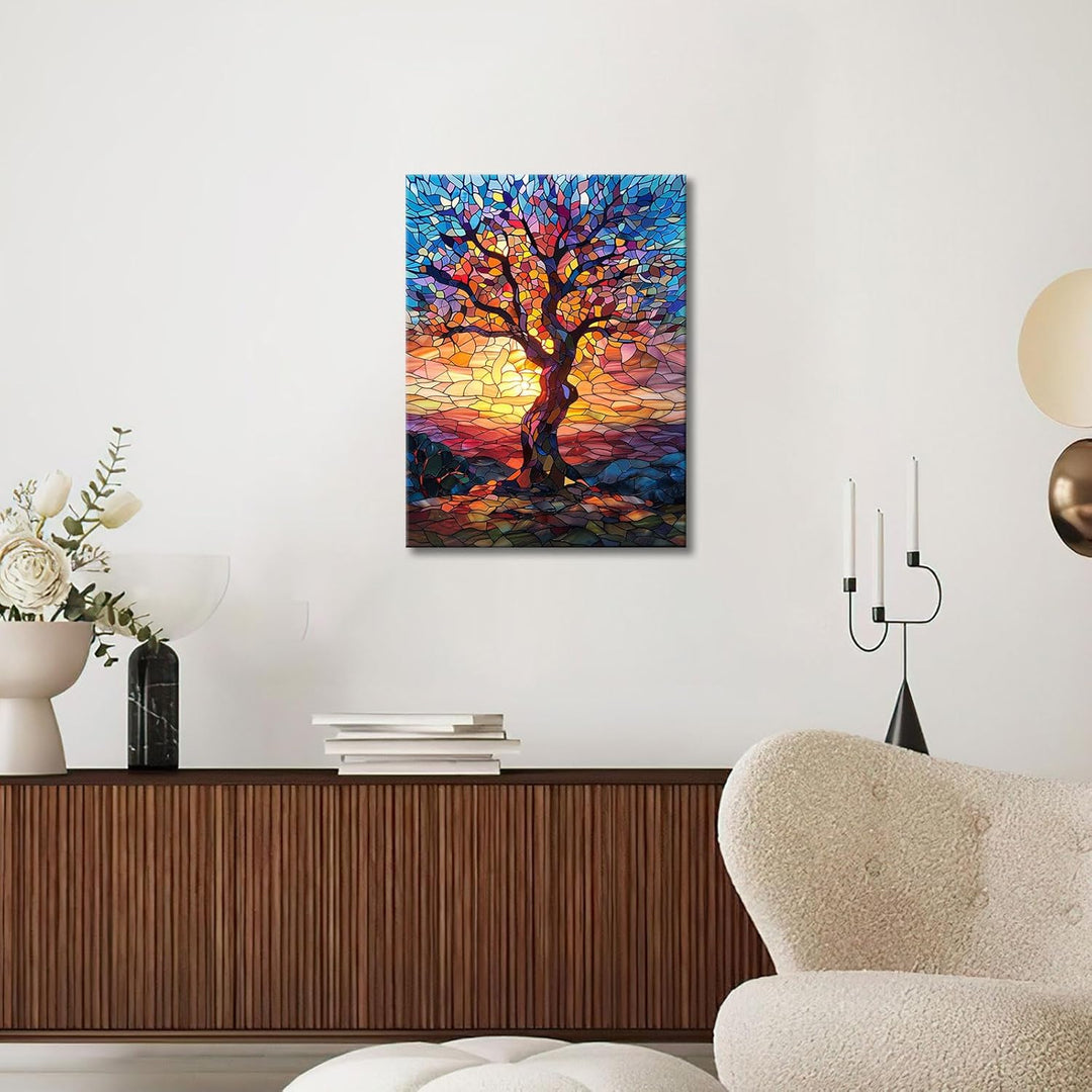 FajerminArt Abstrakt Mit Rahmen Leinwand Wandbilder, Bunt Baum Des Lebens leinwand bilder gedruckt a