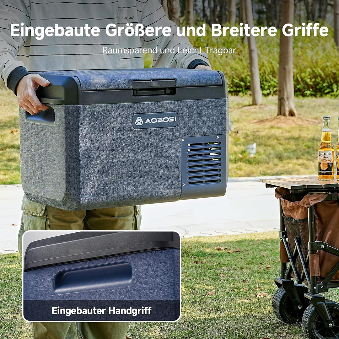 AAOBOSI Kompressor Kühlbox 25L, Tragbare Elektrische Kühlbox 12V/230V, IPX4 Wasserdicht, -20°C bis 2