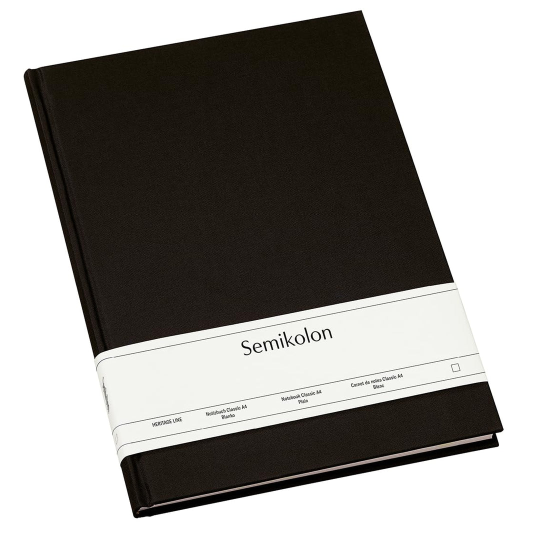 Semikolon 351236 Notizbuch Classic A4 blanko - 176 Seiten, cremeweisses Papier - Lesezeichen - black