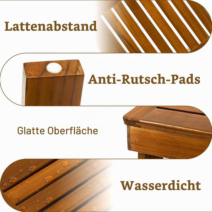 Utoplike Teakholz-Duschhocker für Rasierbeine, stabiler Tritthocker, hölzerne Duschtrittstufe für da