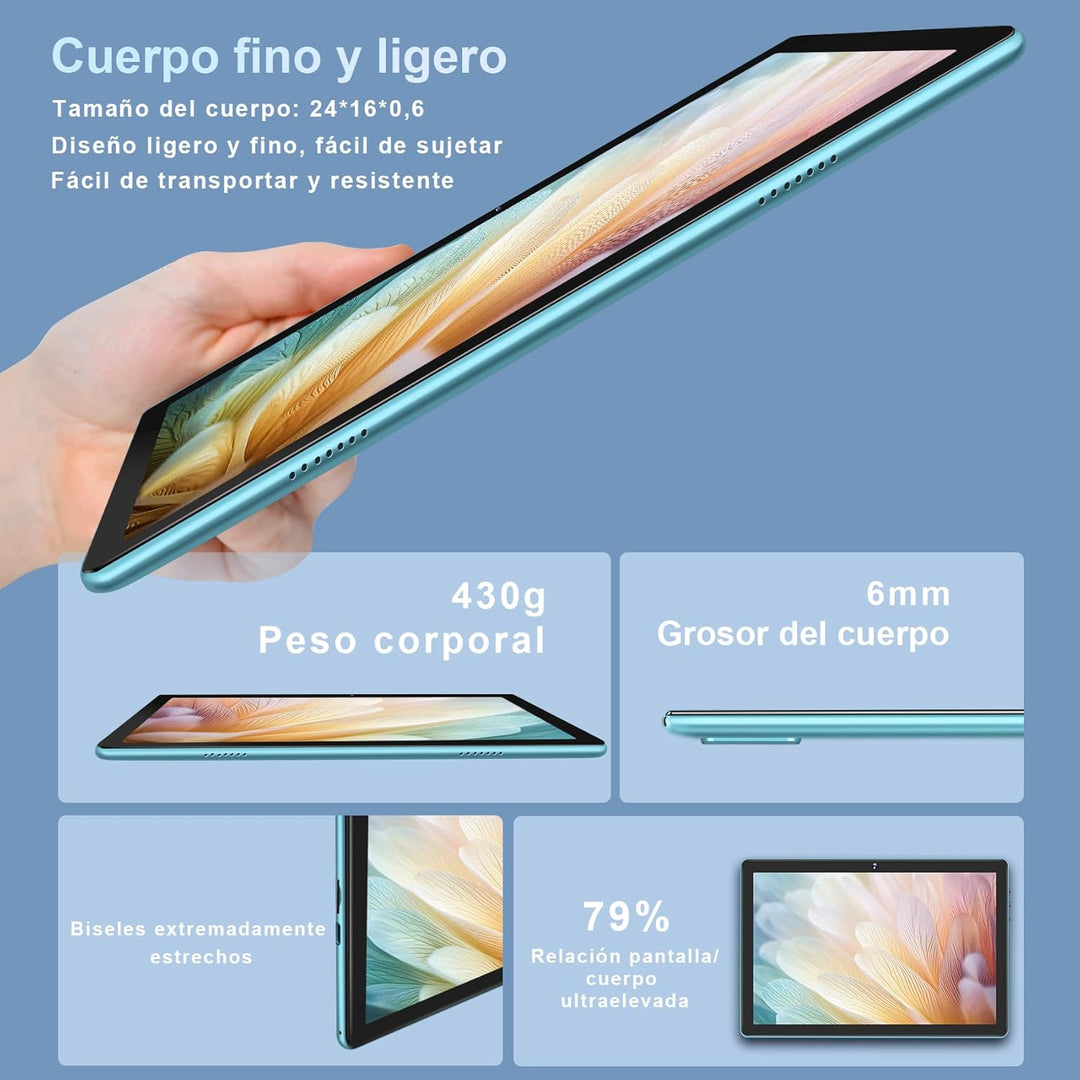 DMOAO Tablet 10 Zoll Android mit 5G WLAN, 8GB RAM + 64GB ROM(TF 1TB), Octa-Core 2.0 GHz, BT 5.0, Fac