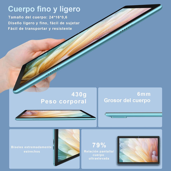 DMOAO Tablet 10 Zoll Android mit 5G WLAN, 8GB RAM + 64GB ROM(TF 1TB), Octa-Core 2.0 GHz, BT 5.0, Fac