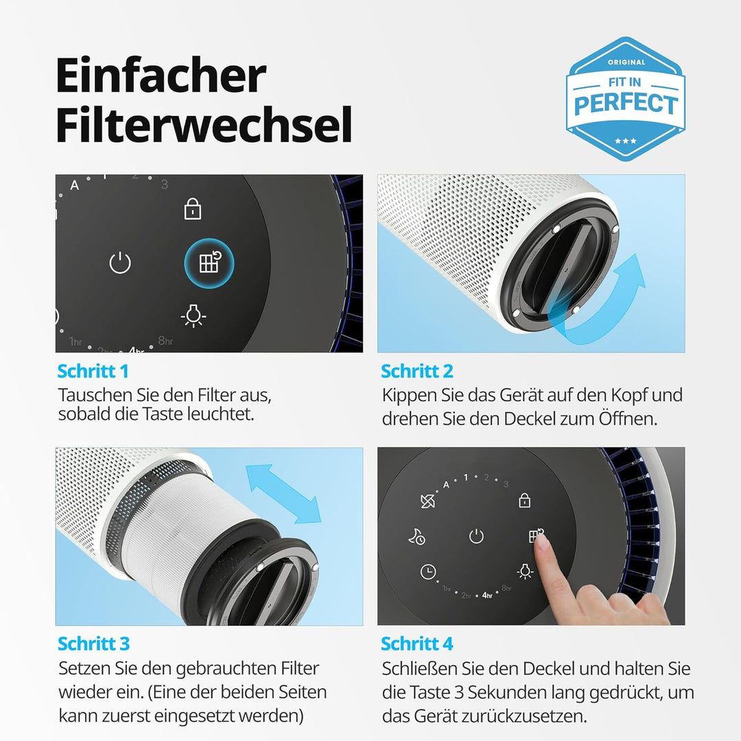 COWAY Original-Ersatzfilter für Luftreiniger Airmega 100, 3-in-1-Vorfilter, True HEPA-Filter, Desodo