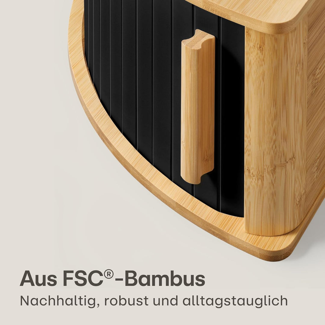 Praknu Brotkasten Ecke Holz mit Schiebetür – Platzsparende Brotbox – Hält Brot länger frisch - Einfa