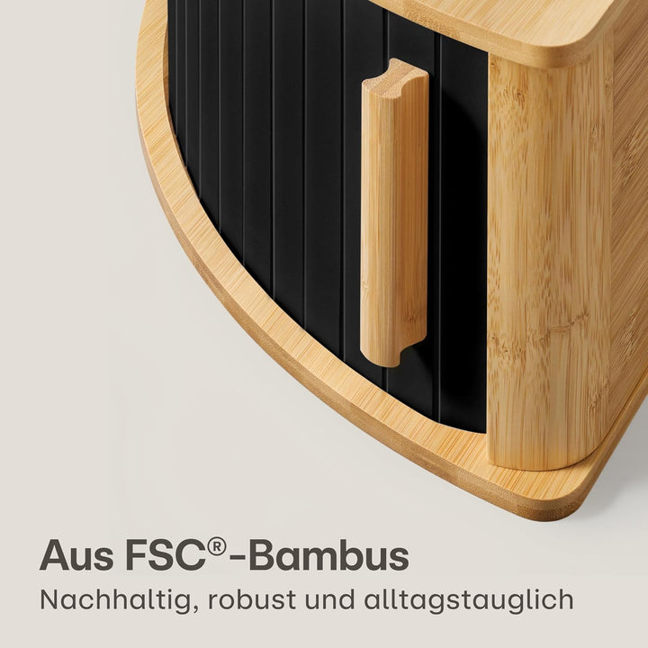 Praknu Brotkasten Ecke Holz mit Schiebetür – Platzsparende Brotbox – Hält Brot länger frisch - Einfa