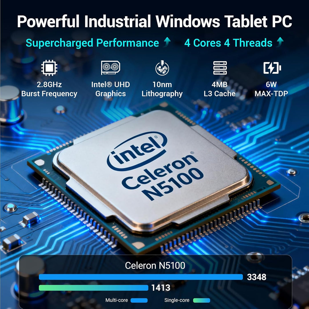 10,1-Zoll Industrie-Einbau-Panel-PC mit Windows 11, 10-Punkt-Touchscreen, Celeron N5100, 8 GB RAM, 1