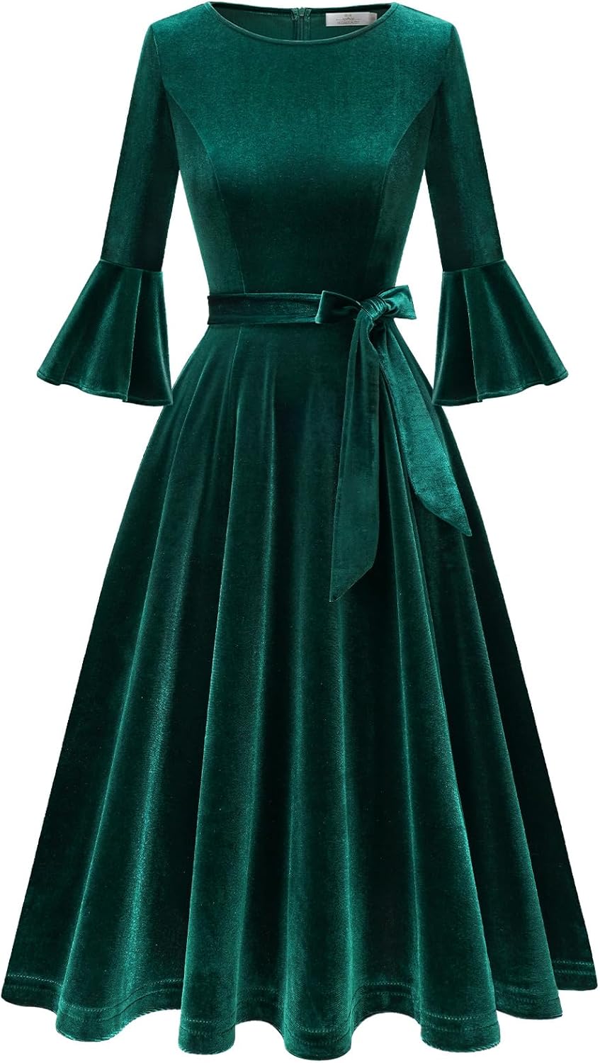 Homrain Glitzer Kleid Damen elegant Langarm Winterkleider Festliche Kleider mit Pailletten Party Coc