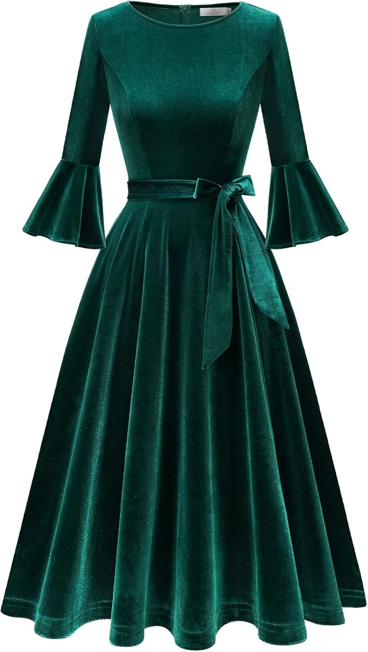 Homrain Glitzer Kleid Damen elegant Langarm Winterkleider Festliche Kleider mit Pailletten Party Coc