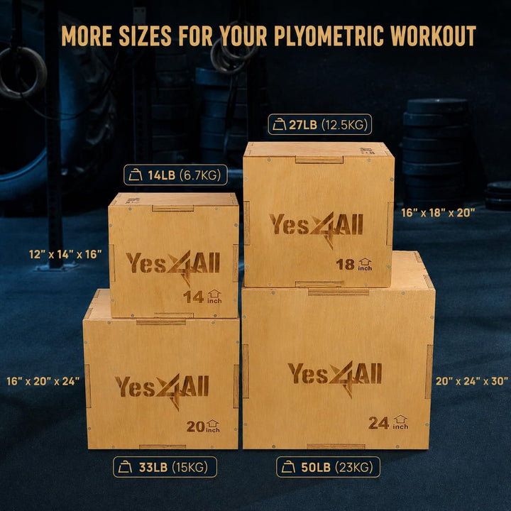 Yes4All 3 in 1 Wooden Plyo Box, Sprungbox, Plyometric Box Plattform für Sprungtraining, Home Gym und